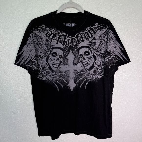Affliction Misfits Shirt Mens Large Skull Wings Y2K Graphic Tee Grunge Punk NEW - Picture 1 of 9